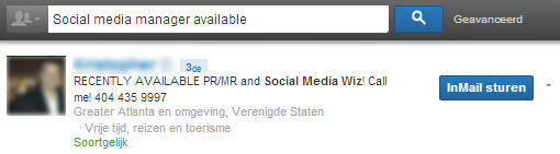 Linkedin headline: voorbeeld social media manager available