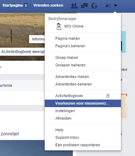 Facebook nieuwsoverzicht voorkeuren - Voorkeur aangeven PC