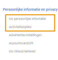Google geschiedenis wissen - menu