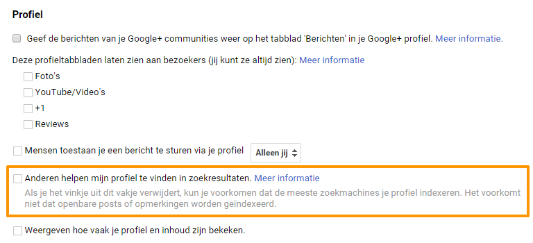 Google plus profiel verwijderen zoekresultaten voorbeeld