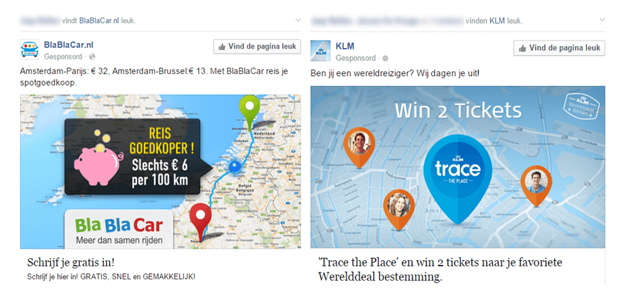 Naam in gesponsorde Facebook advertenties