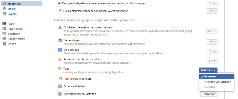 Taggen - melding ontvangen van tags