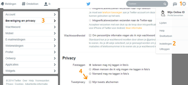 Twitter account - Tweets afschermen