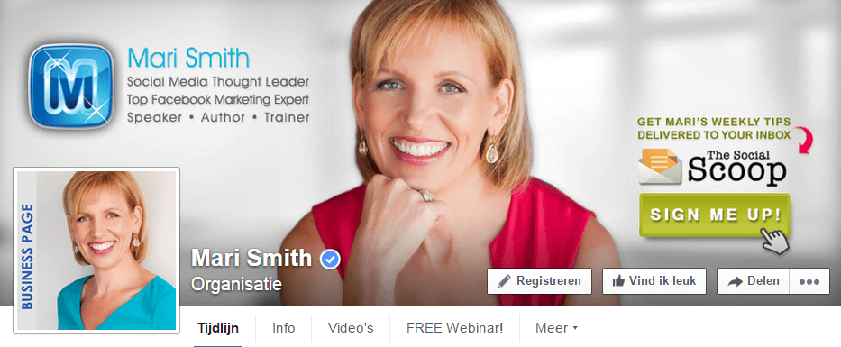 Voorbeeld zakelijke Facebookpagina - Personal branding