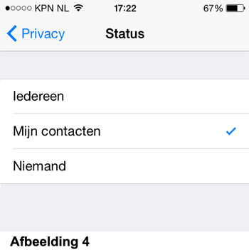 Whatsapp privacy instellingen - Status